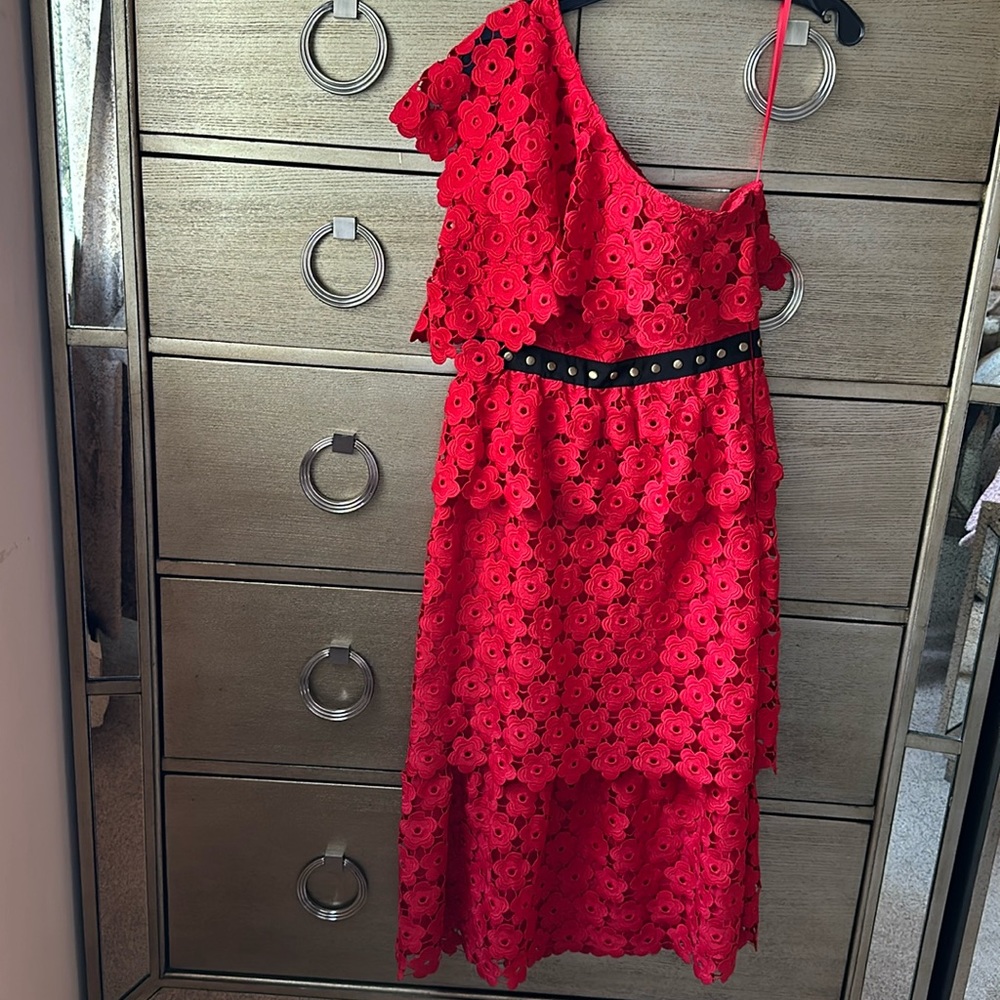 🛍️SALE🛍️ Juicy Couture Black Label Floral Guipure One Shoulder Midi Dress (NWOT) - Picture 5 of 8